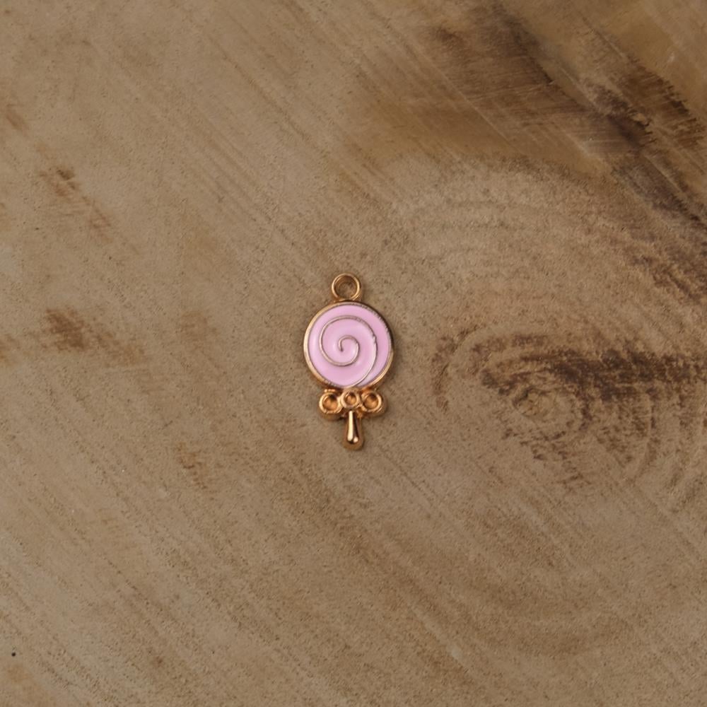 Sarı Metal Halkalı Pembe Şekerleme Takı ve Aksesuar Aparatı