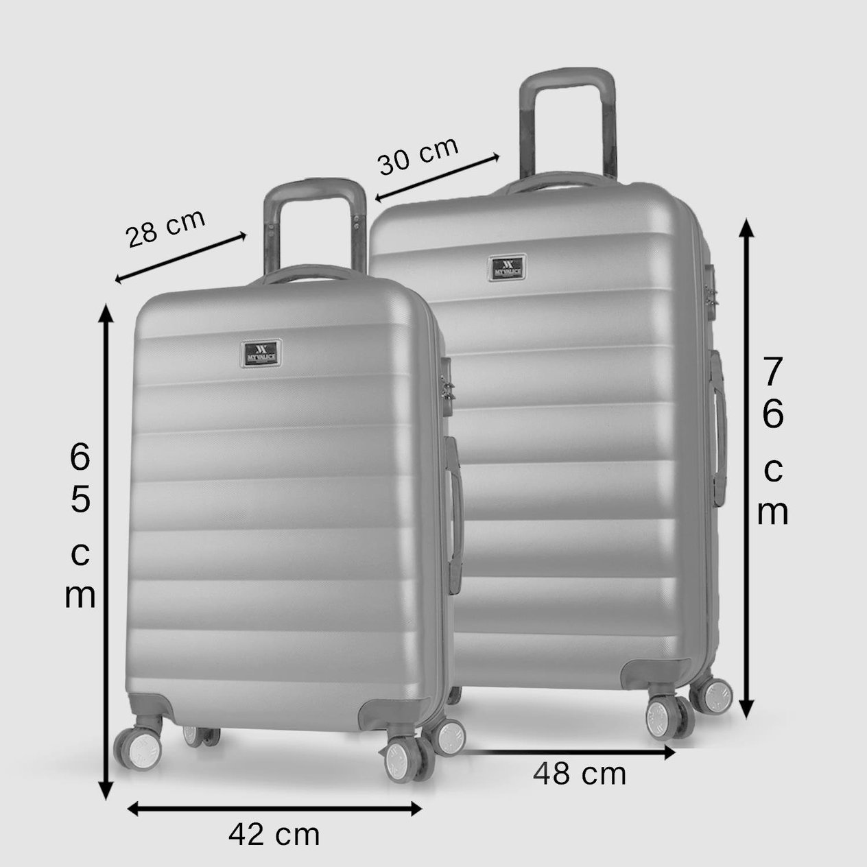 My Valice Colors Abs Medium and Large Size Set of 2 Luggage Set Black