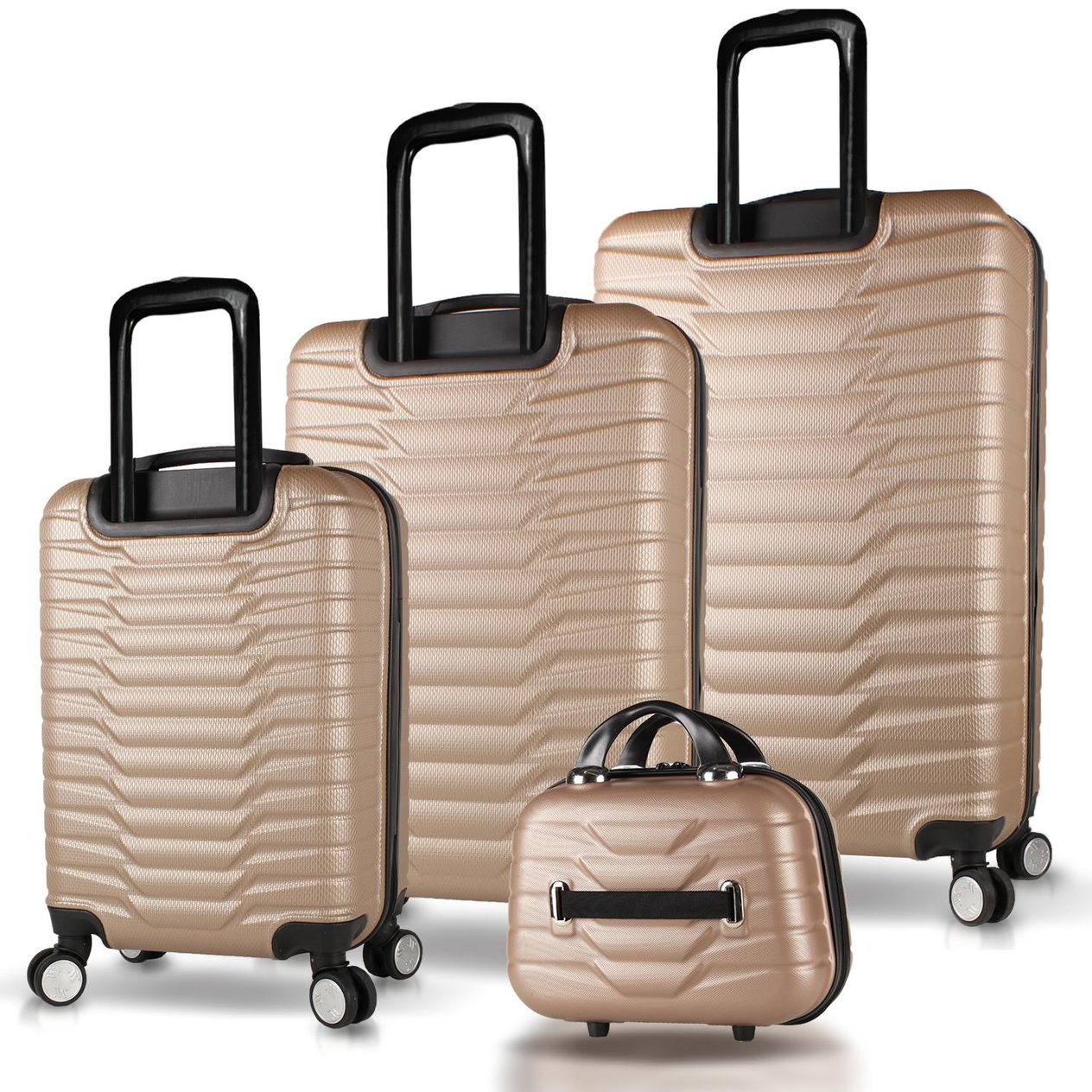 My Valice Croc Abs Kabin Orta Büyük ve Makyaj Boy Gold 4'lü Travel Valiz Seti
