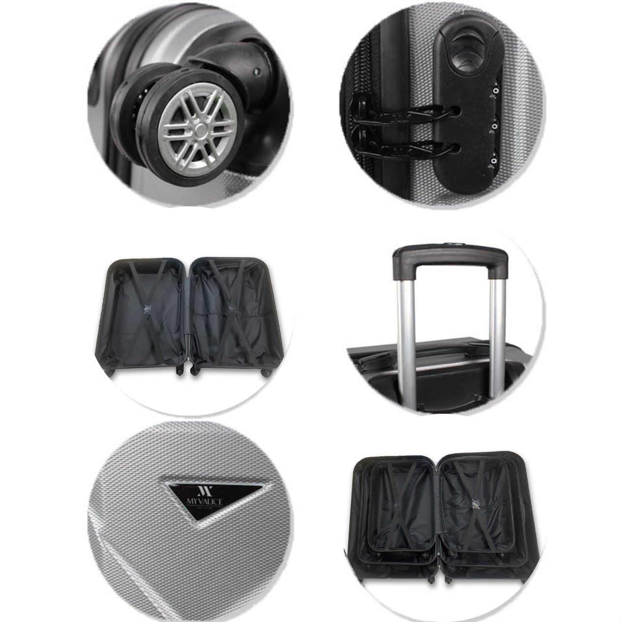 My Valice DIAMOND ABS Suitcase Set of 2 (Cabin&Medium) Grey