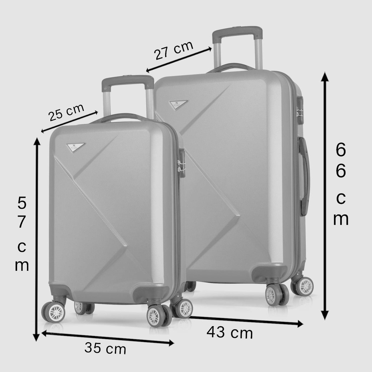 My Valice DIAMOND ABS Suitcase Set of 2 (Cabin&Medium) Grey