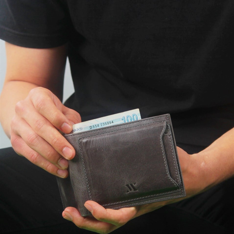 My Valice Men Genuine Leather Wallet and Card Holder 1815 Grey