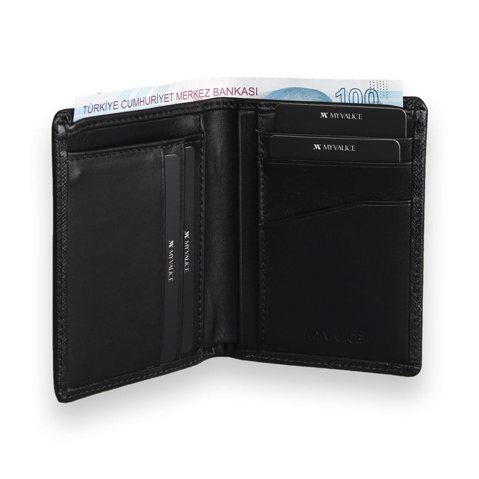 My Valice Men Genuine Leather Wallet and Cardholder 1820 Black