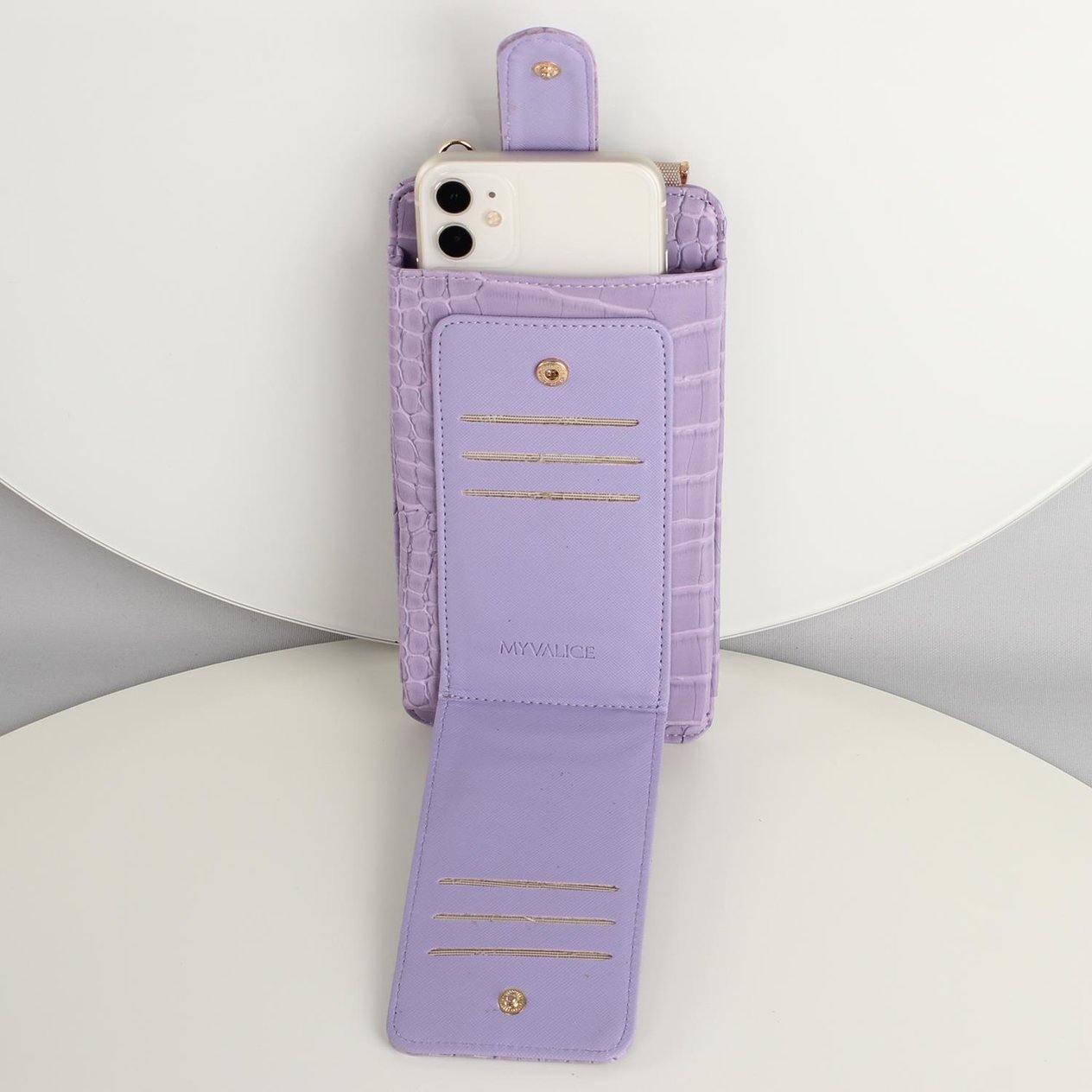 My Valice Kadın Deri Çapraz Cüzdan ve Kartlık Bölmeli Telefon Çantası 1618 Lila