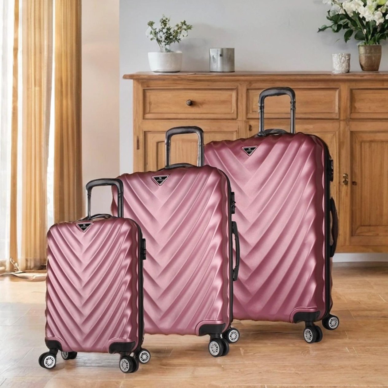 My Valice Lotus Abs Suitcase Set of 3 Rose Gold