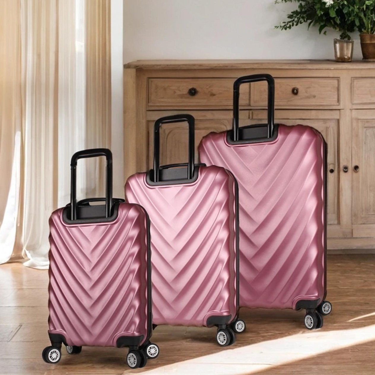My Valice Lotus Abs Suitcase Set of 3 Rose Gold