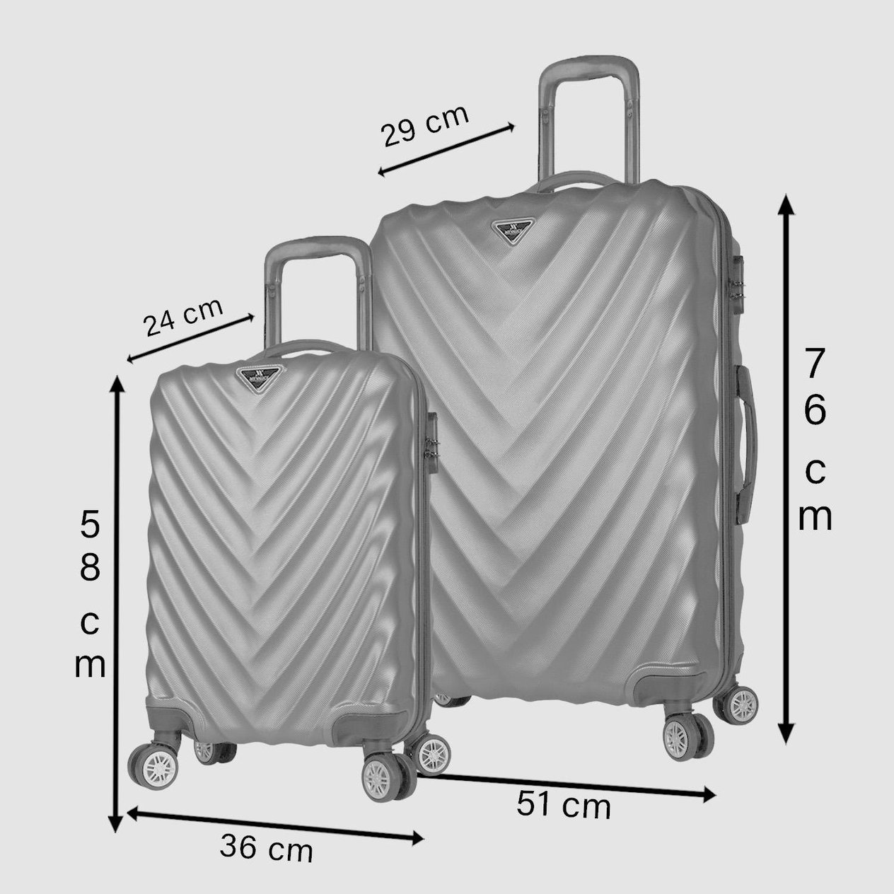 My Valice Lotus Abs Suitcase Set of 2 (Cabin & Large) Black