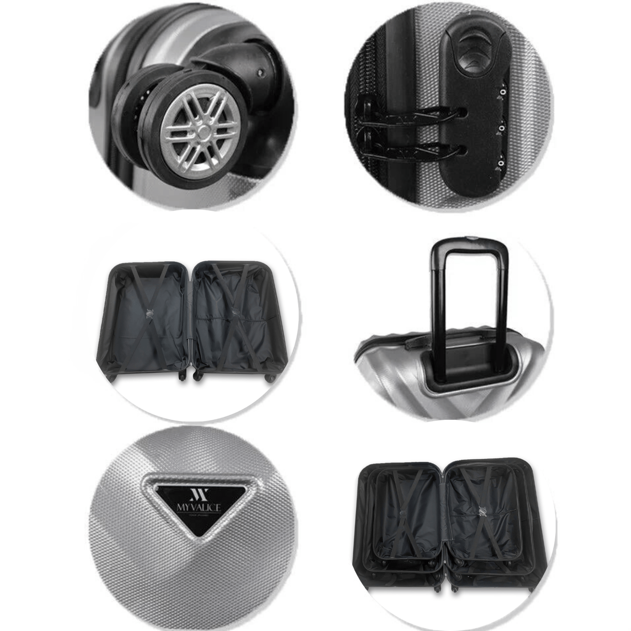 My Valice Lotus Abs Suitcase Set of 2 (Cabin & Large) Black