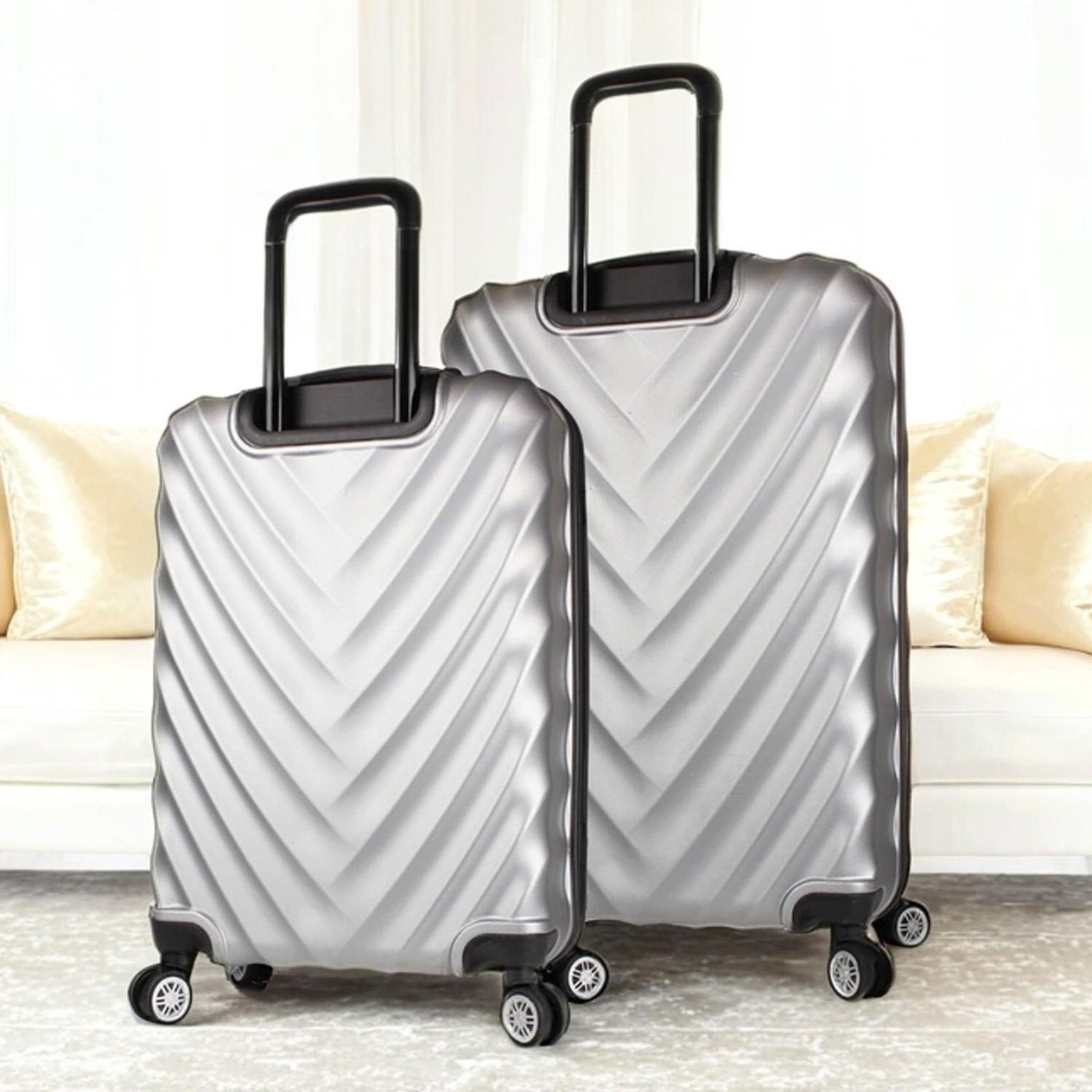 My Valice Lotus Abs Suitcase Set of 2 (Large & Medium) Grey