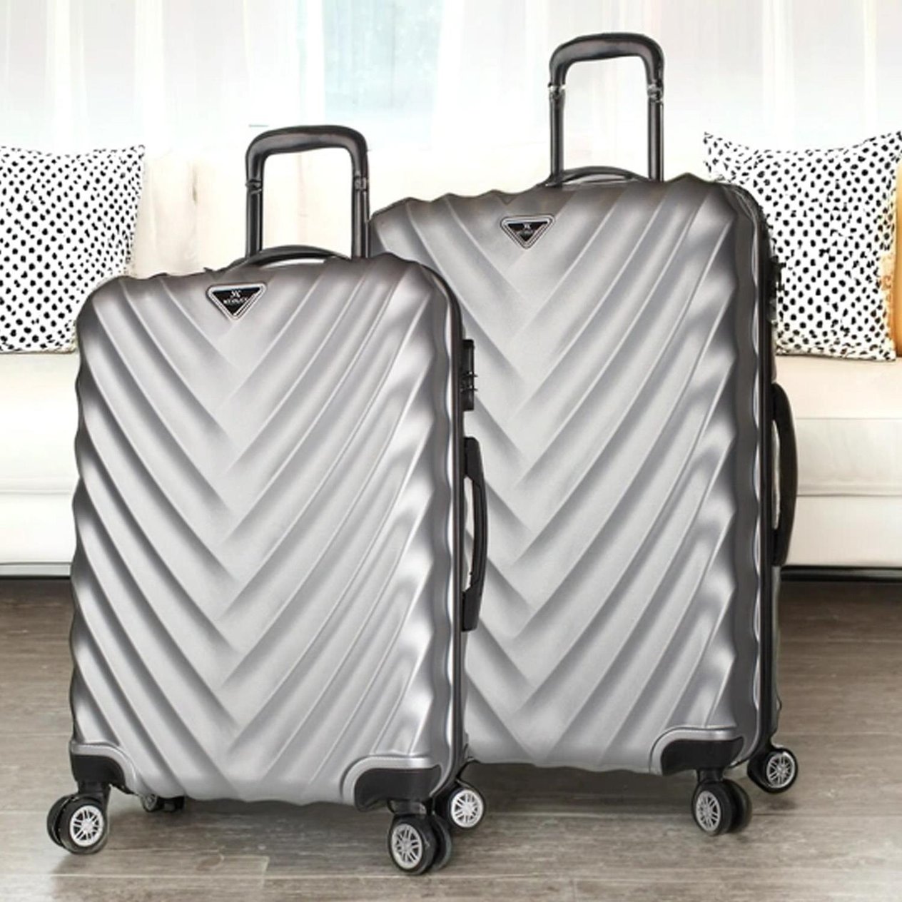 My Valice Lotus Abs Suitcase Set of 2 (Large & Medium) Grey