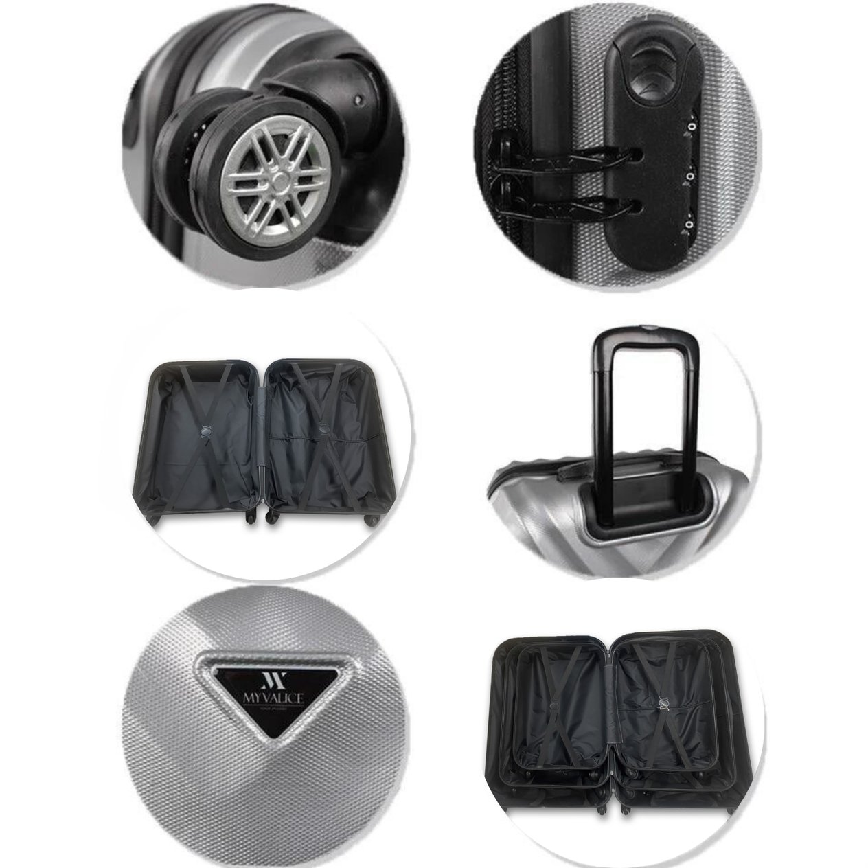 My Valice Lotus Abs Suitcase Set of 2 (Large & Medium) Grey