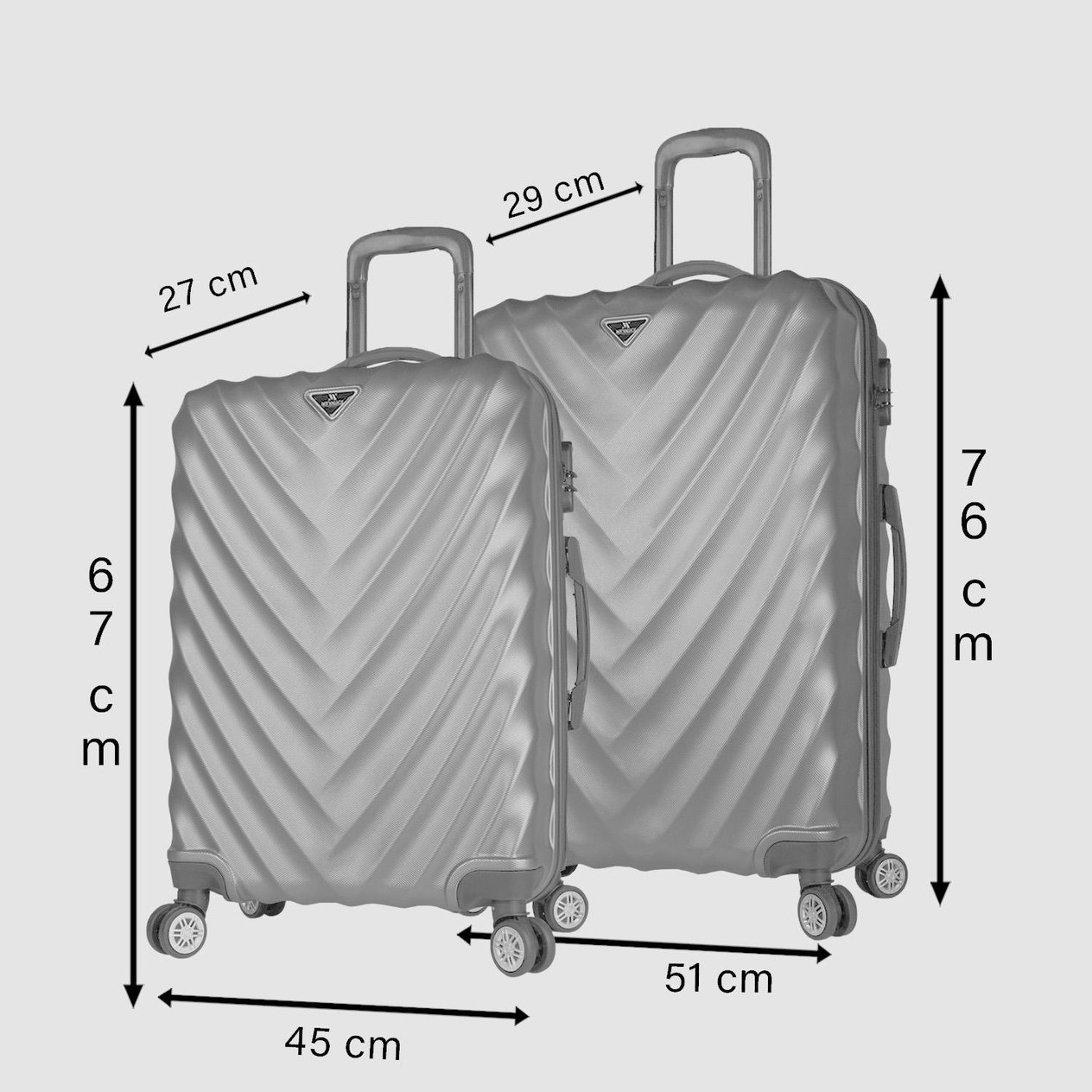 My Valice Lotus Abs Suitcase Set of 2 (Large & Medium) Grey