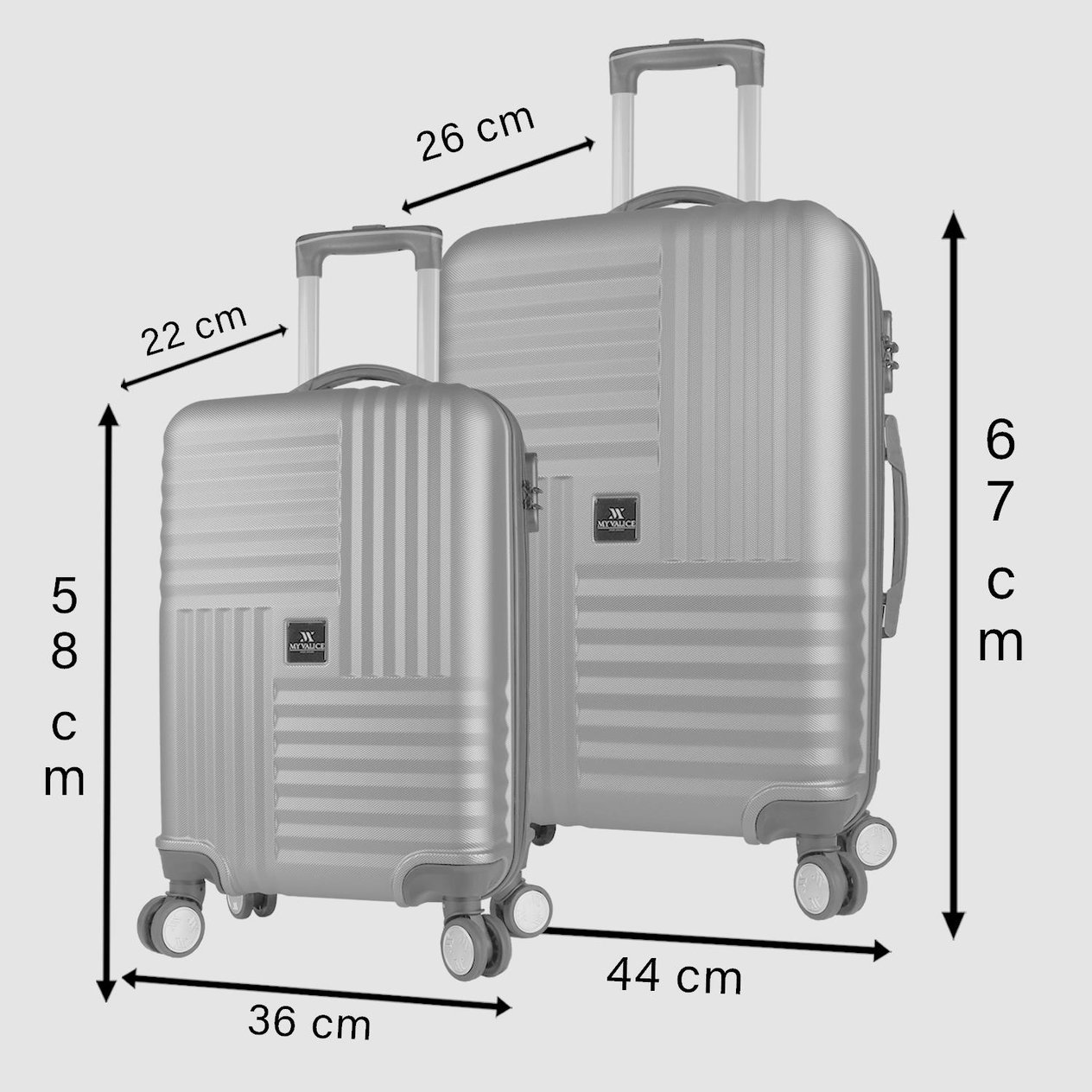 My Valice Puzzle Abs Cabin and Medium Size Set of 2 Luggage Set Grey