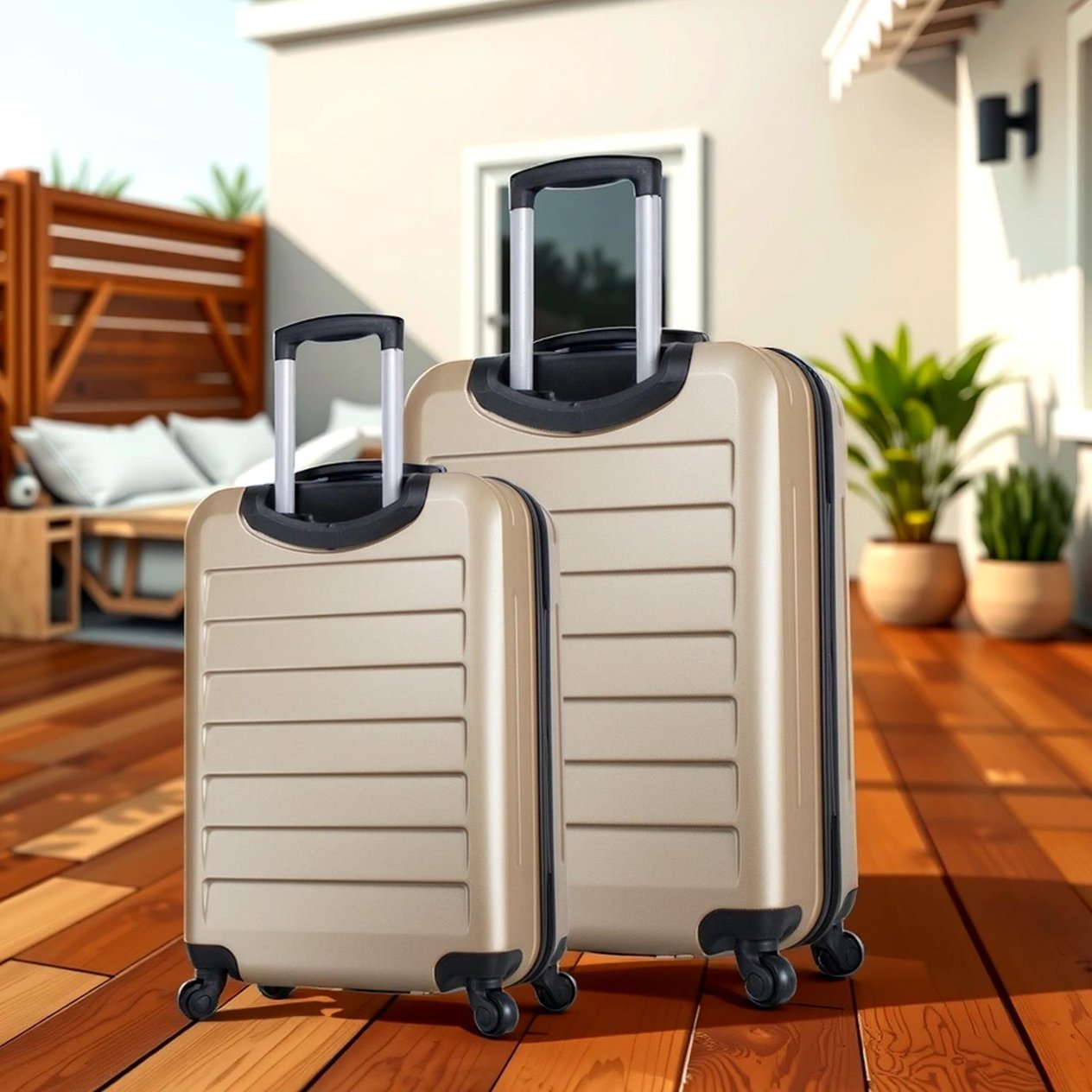 My Valice Ruby Abs Suitcase Set of 2 (Cabin & Medium) Gold