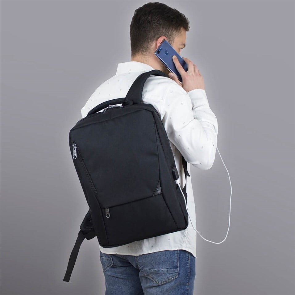 My Valice Smart Bag ACTİVE Usb Şarj Girişli Slim Notebook Sırt Çantası Siyah