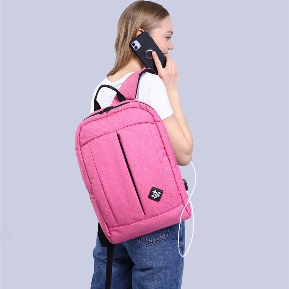 My Valice Smart Bag GALAXY Usb Şarj Girişli Notebook Sırt Çantası Pembe