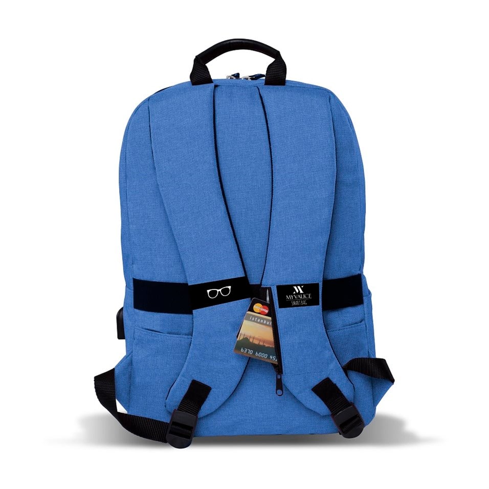 My Valice Smart Bag GALAXY Usb Şarj Girişli Notebook Sırt Çantası Mavi