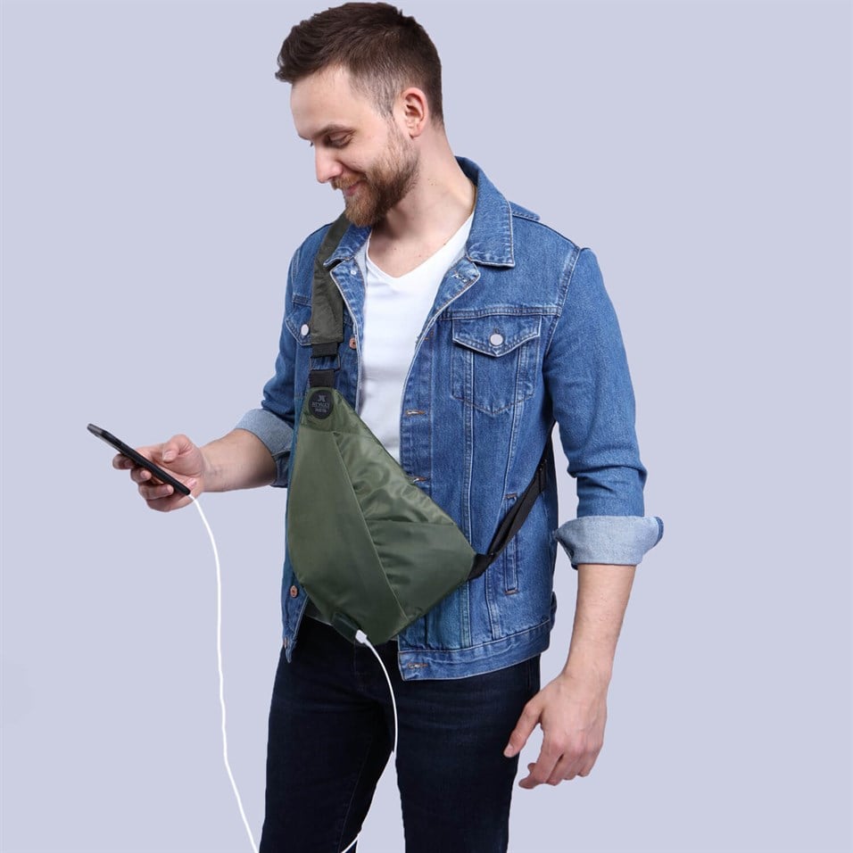 My Valice Smart Bag 1507 Cross Chest Bag Slim With USB Charging Port Khaki