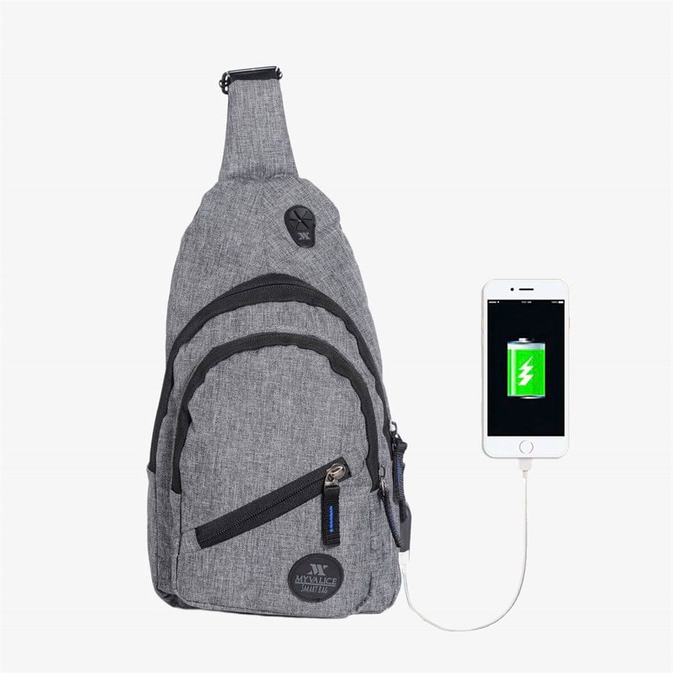 My Valice Smart Bag Usb'li Çapraz Göğüs Çantası 1502 Gri