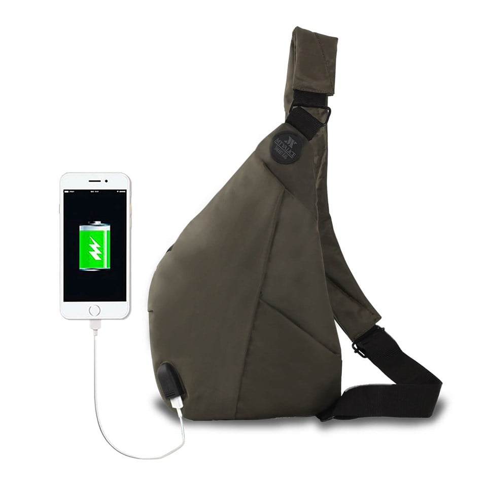 My Valice Smart Bag Usb'li Çapraz Göğüs Çantası Slim 1507 Haki