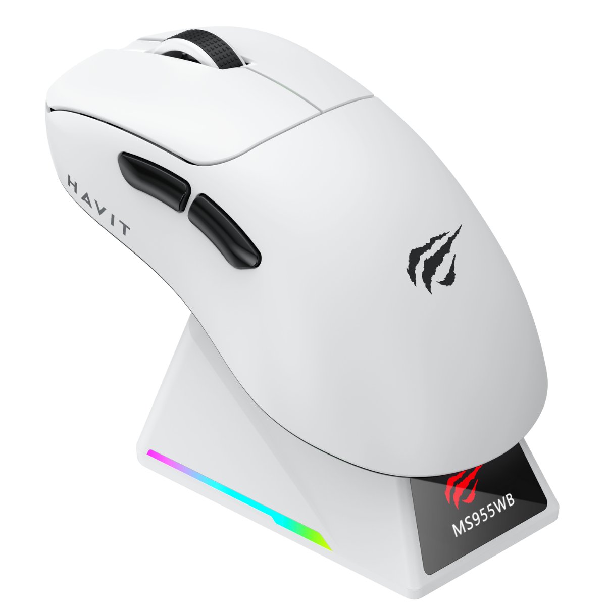  Havit Gamenote MS955WB RGB Wireless Gaming Mouse 3 Modlu + Şarj İstasyonu Ekranlı - Beyaz