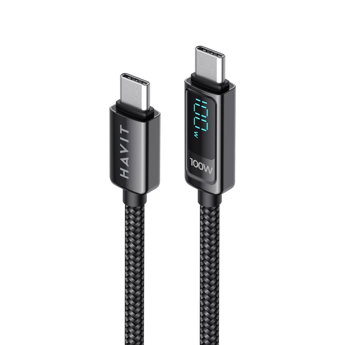 Havit CB6247 Type-C to Type-C Göstergeli Şarj Kablosu PD100W