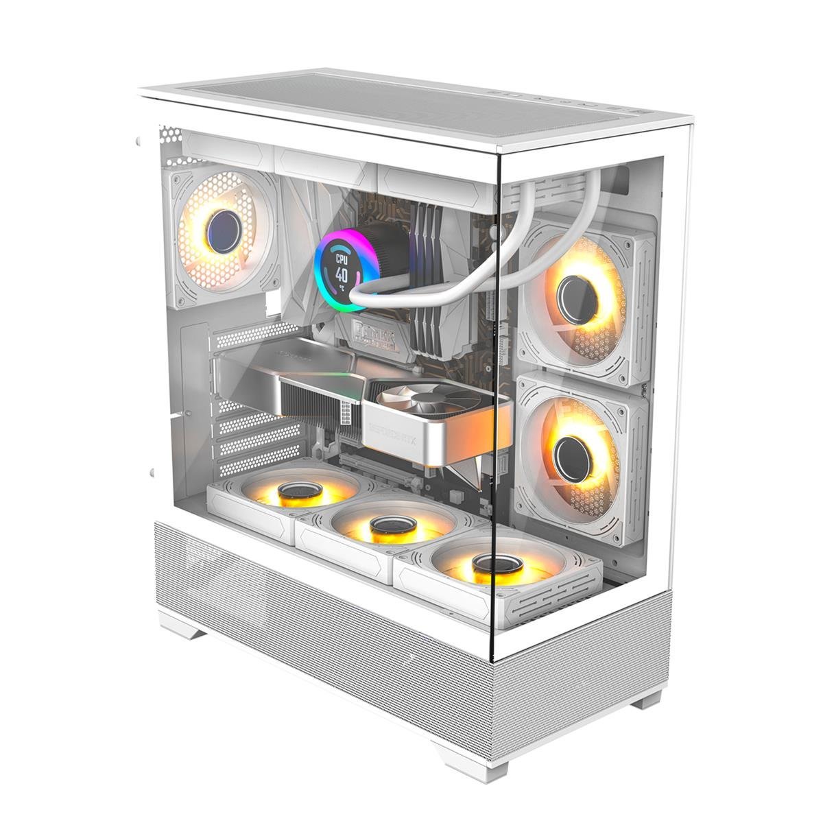 Havit CF925 Tamperlı Cam Gaming Oyuncu Kasası 3 Fanlı Beyaz - Kumandalı ve Modüllü ITX/M-ATX/ATX/E-ATX Uyumlu