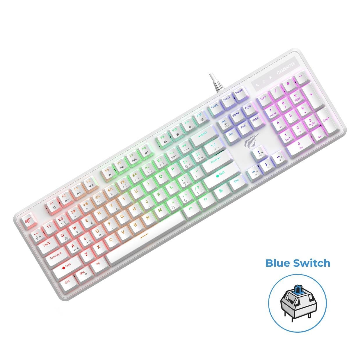 Havit Gamenote KB870L RGB Backlit Gaming Mekanik Klavye - Beyaz