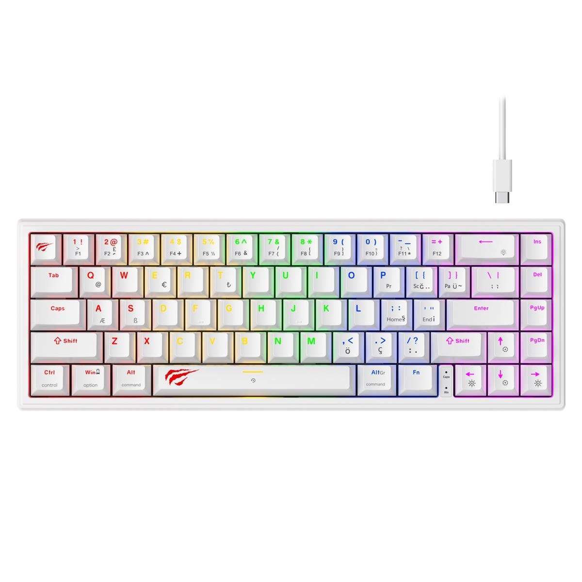 Havit Gamenote KB874L Mekanik Red Switch Gaming %60 Klavye - Beyaz