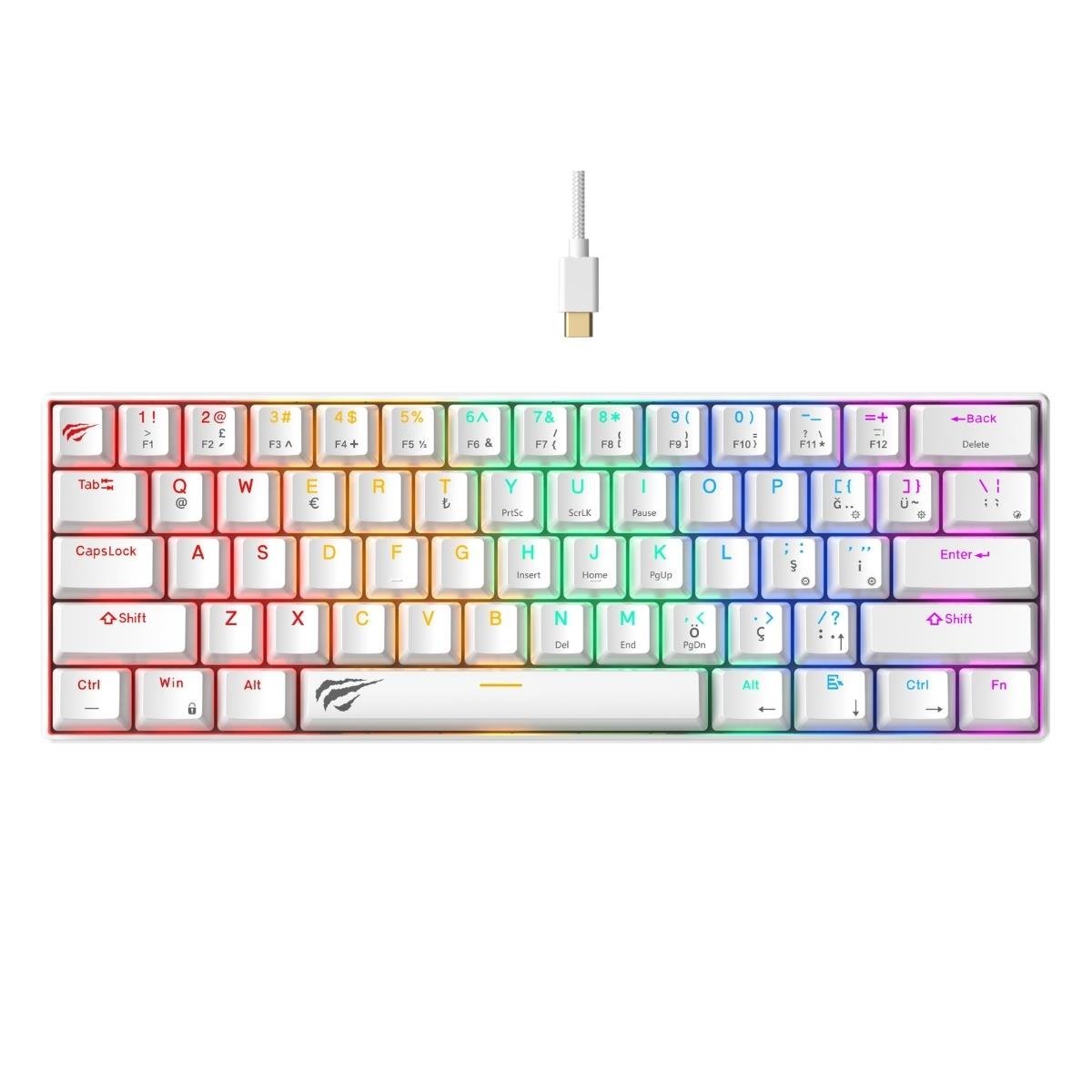Havit Gamenote KB903L %60 Mekanik Blended Aydınlatma Oyuncu Klavyesi - 61 Tuş - Beyaz