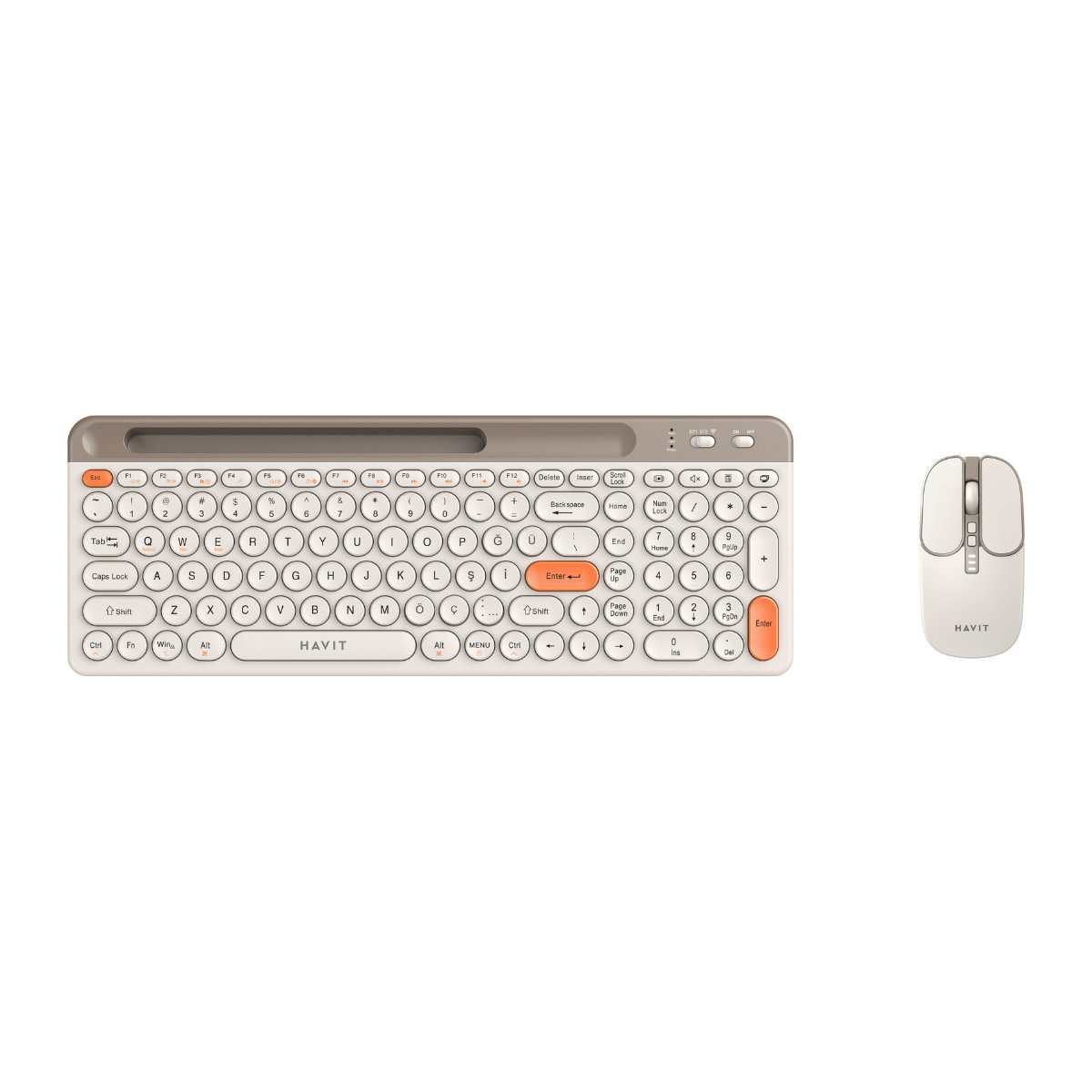 Havit KB835WB Dual Mode Kablosuz Türkçe Q Klavye ve Mouse Seti - Bej
