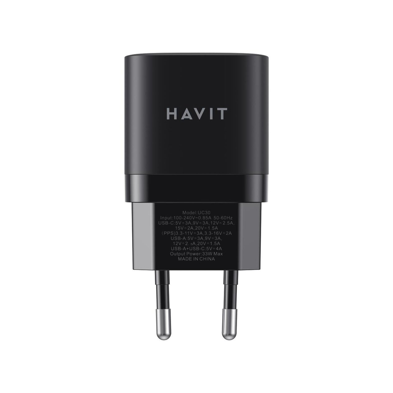 Havit UC30 Gan Teknoloji Hızlı Şarj Adaptörü - SİYAH