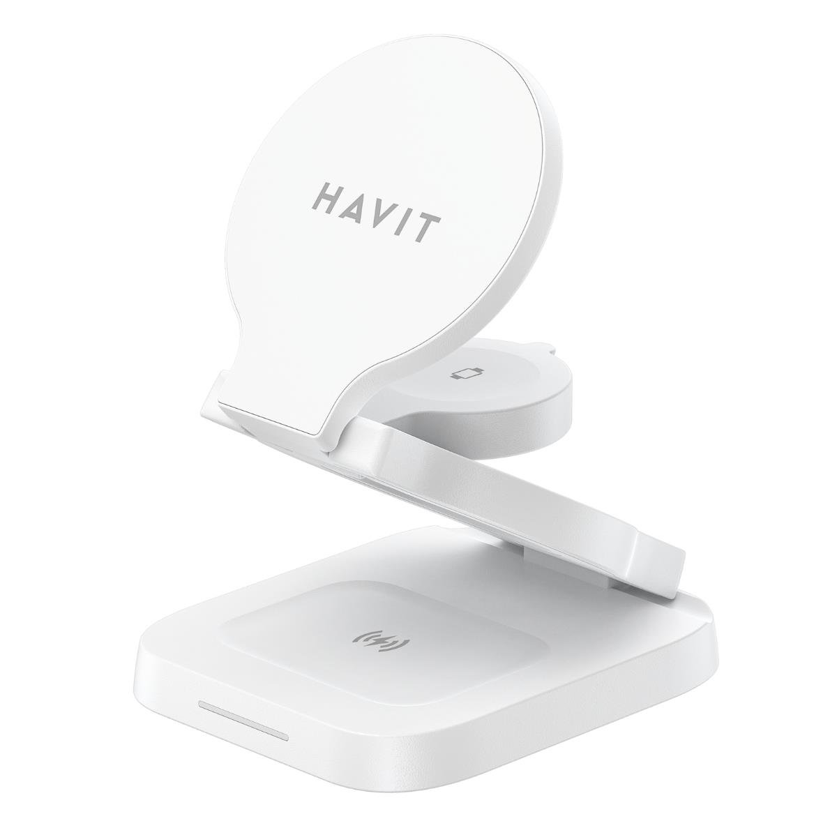 Havit W3038 Katlanabilir 3 in 1 Wireless Şarj Cihazı Beyaz - 15W