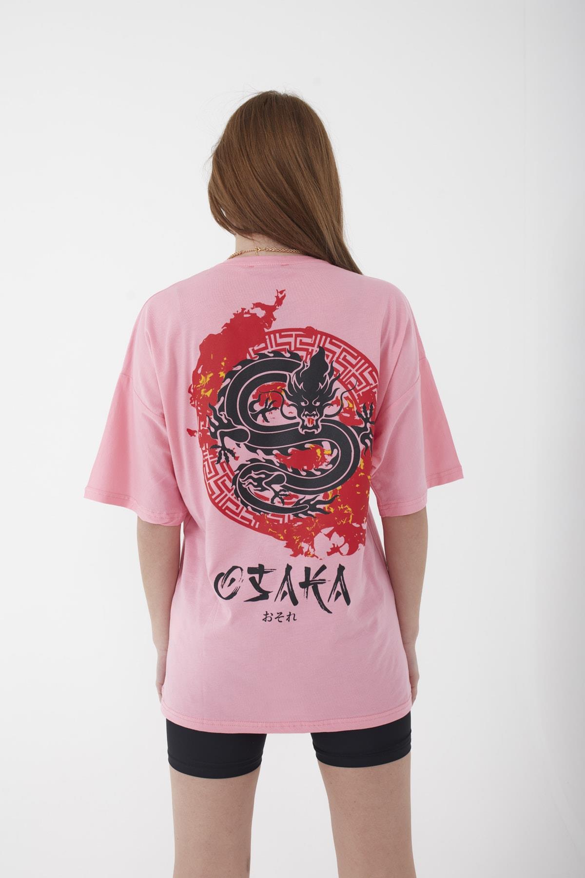 Unisex Oversize Osaka Baskılı Salaş Kesim T-shirt