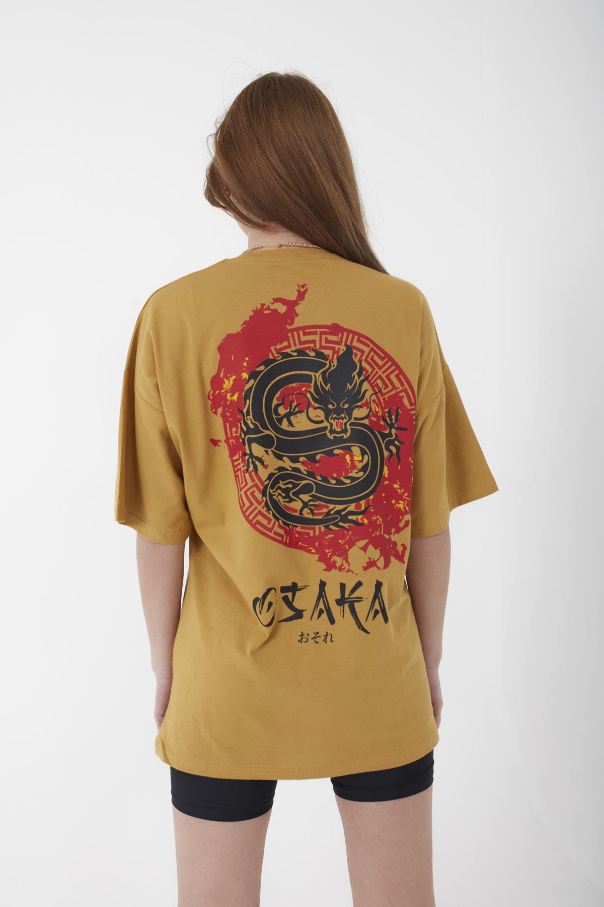 Unisex Oversize Osaka Baskılı Salaş Kesim T-shirt