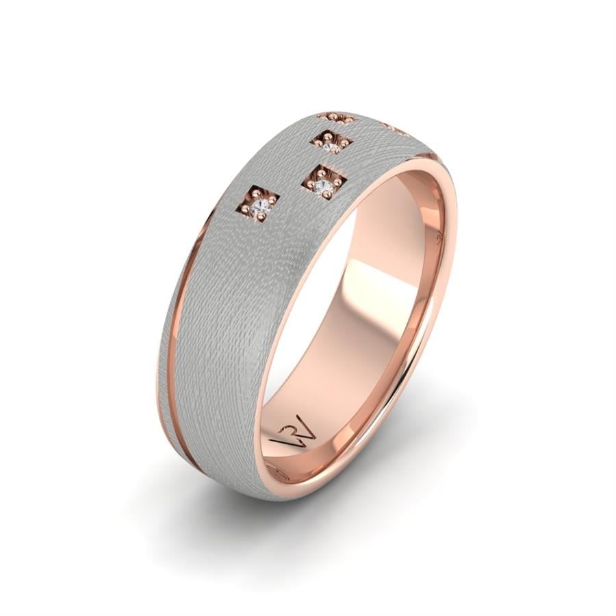 Wedding rings with stones for women Alluring Season White And Rose Gold