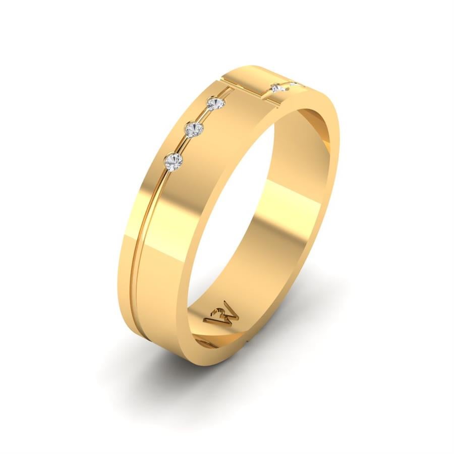 Alliances Avec Pierres Femme Bouillonné Or Jaune