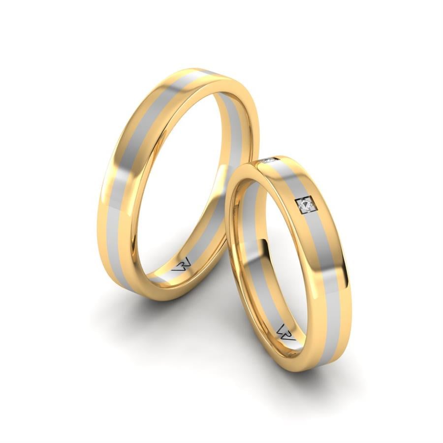 Alliances classiques Natural Alluring Or Blanc Et Jaune