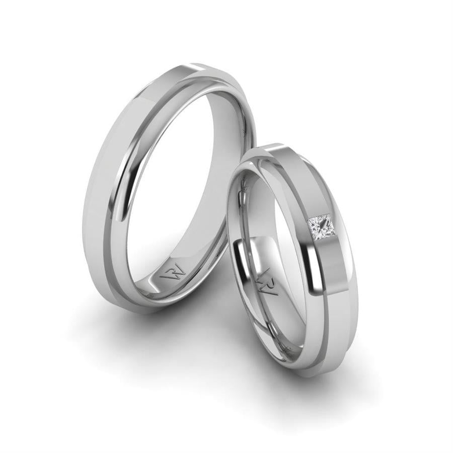 Alliances Couple en Platine EterniGem Cristal de Swarovski