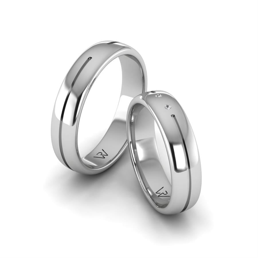 Silver wedding rings for couples Glamorous Romance Silver