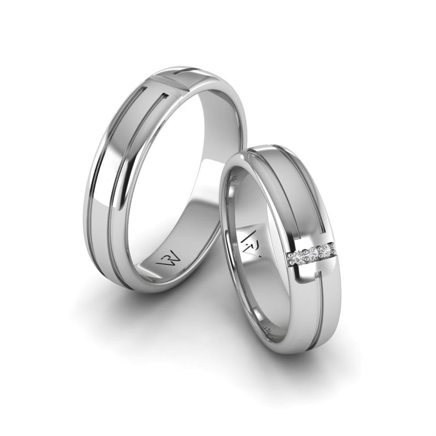 Alliances en argent couple mariée Graceful Argent