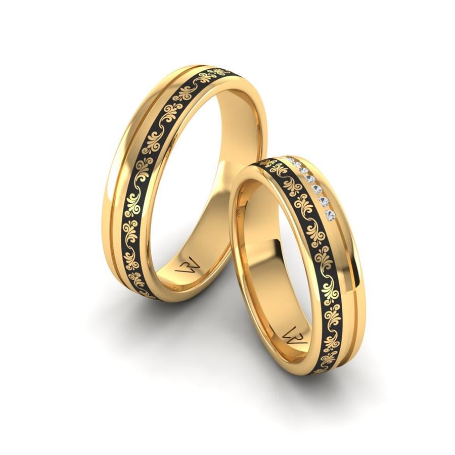 Modern wedding rings Alluring Light Yellow Gold