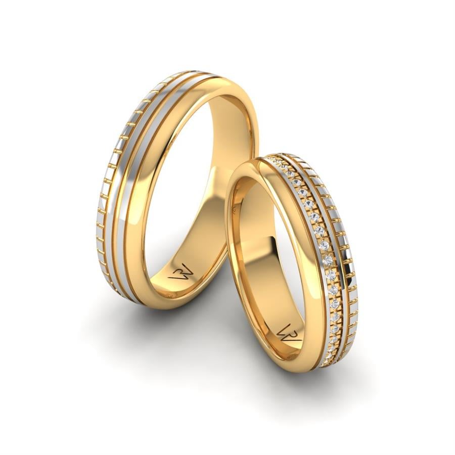 Modern wedding rings Alluring World White And Yellow Gold