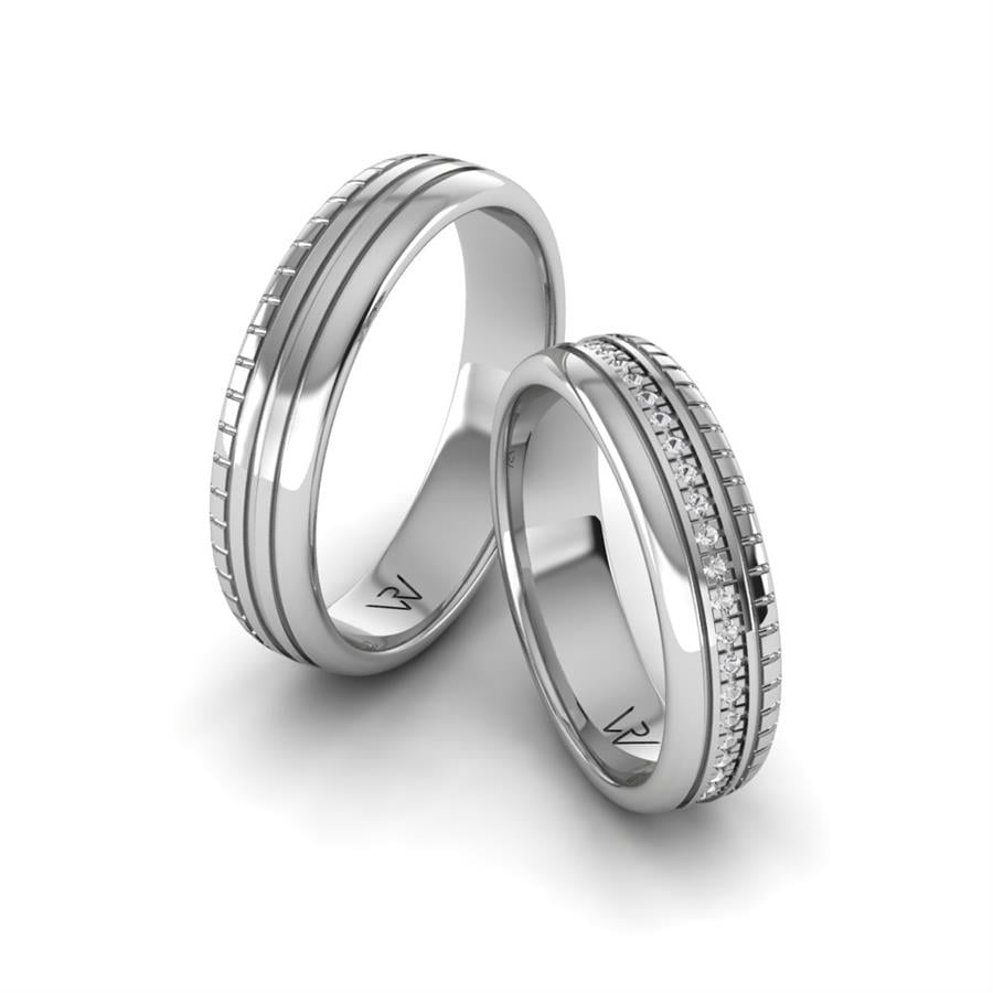 Modern wedding rings Alluring World White Gold