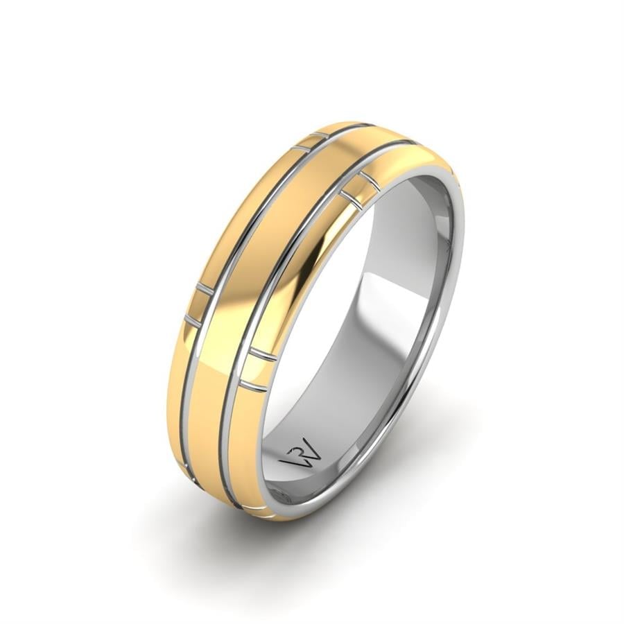 Modern mens wedding rings Noble Paradise Yellow And White Gold