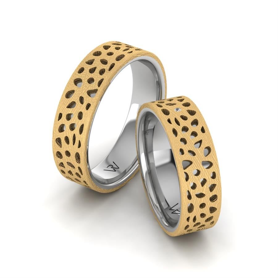 Modern Wedding Rings Pol White And Yellow Gold