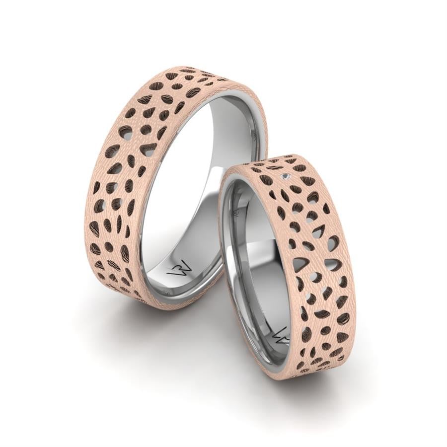 Modern Wedding Rings Pol White And Rose Gold
