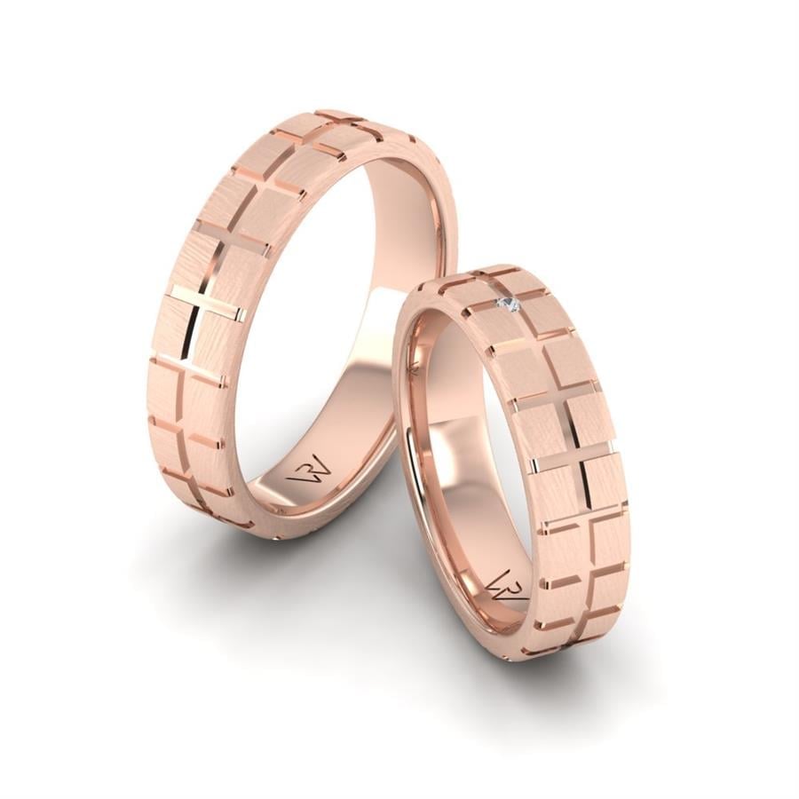 Modern Wedding Rings Shining Ivy Rose Gold
