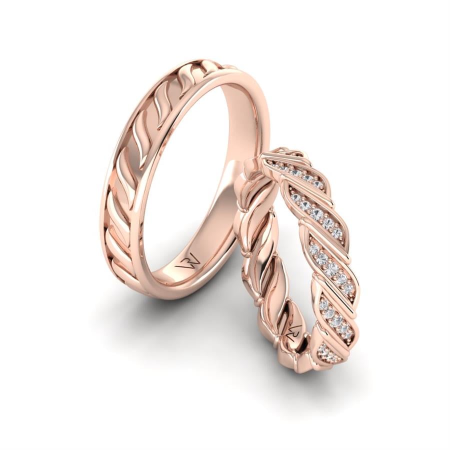 Modern Stardust Rose Gold Wedding Rings