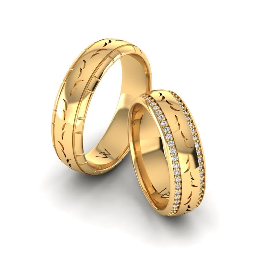 Modern Venus Yellow Gold Wedding Rings